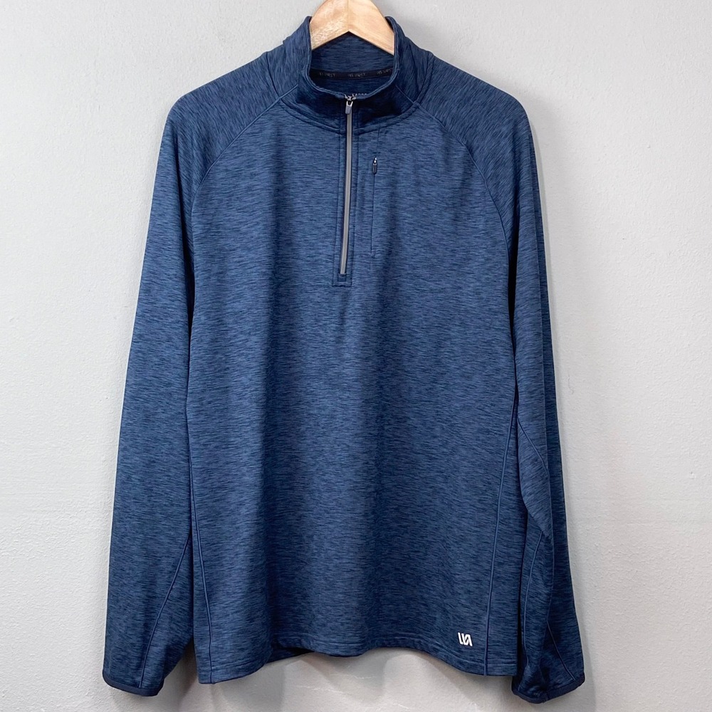 VRST Quarter Zip Pullover Long Sleeve Athletic Top Size L Heathered Blue Golf